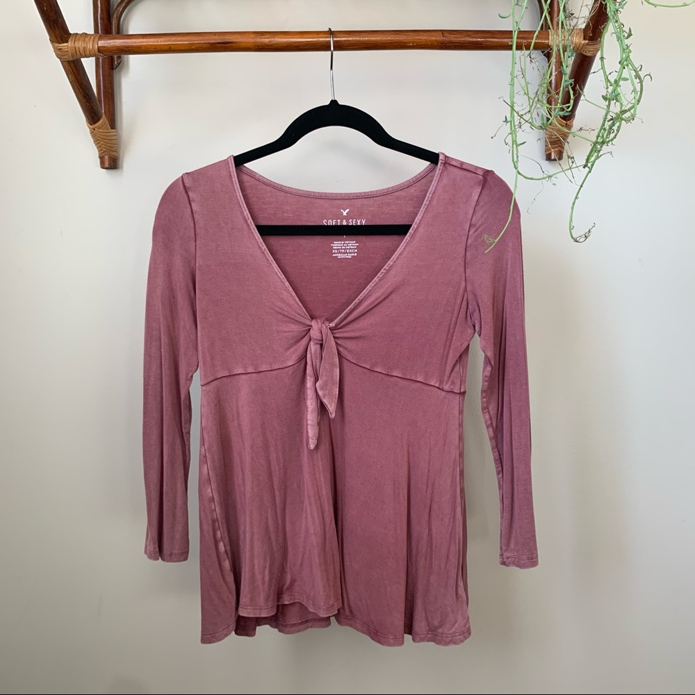 American Eagle size xs soft and sexy tie front blouse